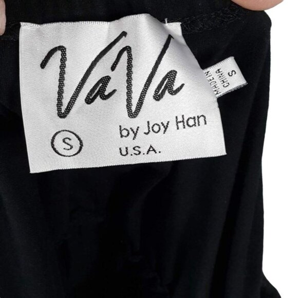 VaVa by Joy Han Mini Shift Dress Black Small Bishop Sleeve Boho Embroider Floral - Picture 6 of 7